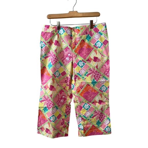 Lilly Pulitzer Diamond Head Patch hula monkey Capri pants 8 - Picture 1 of 5